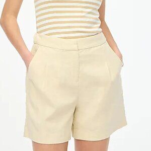 J. Crew Elastic Back Linen Blend Pleated Shorts Cream Size 6/S NWOT
